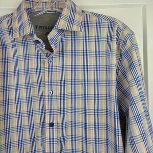TWILLORY Mens Performance Fabric Plaid Tailored Fit Dress Shirt 16.5 36-37